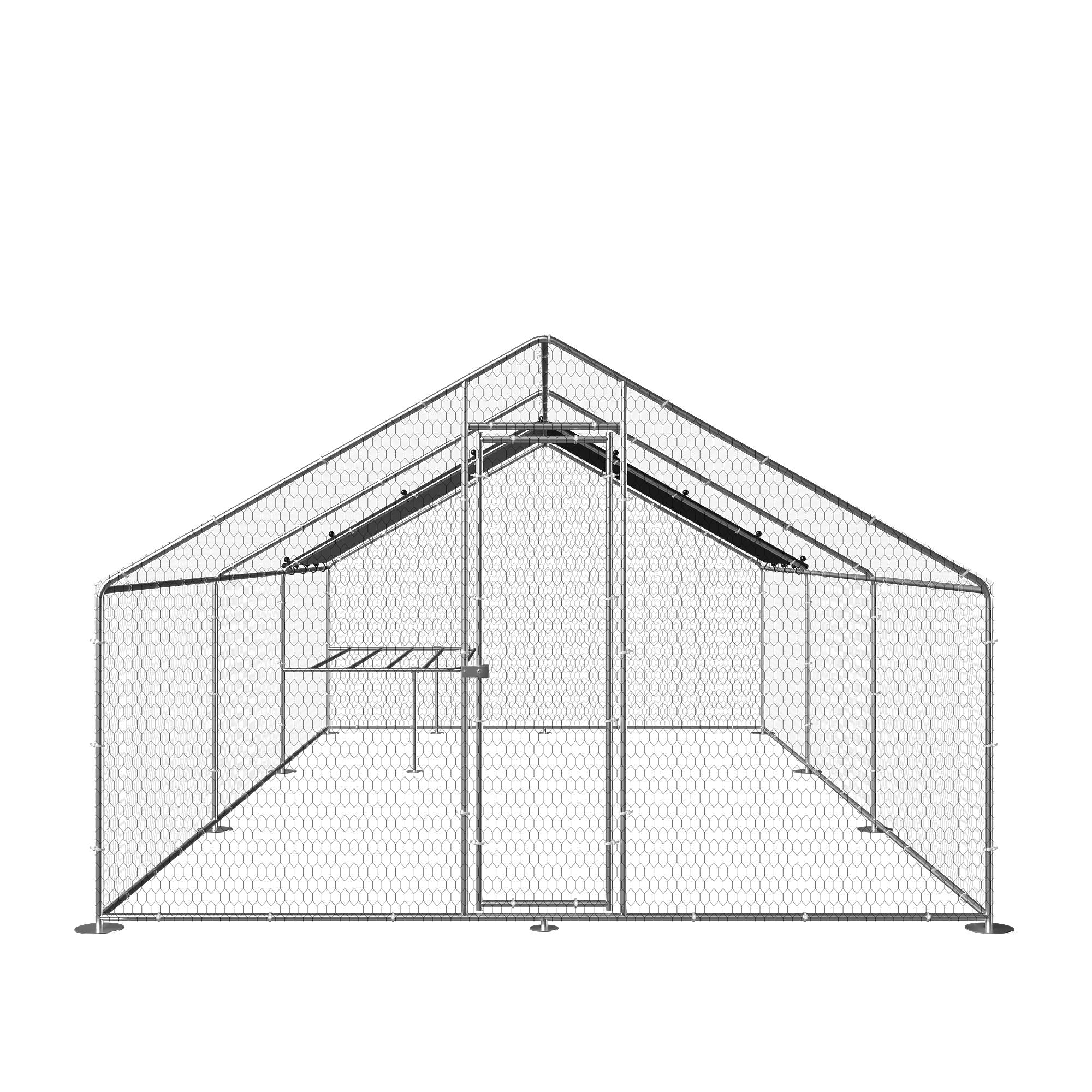 Large Metal Walk-in Chicken Coop Run Area