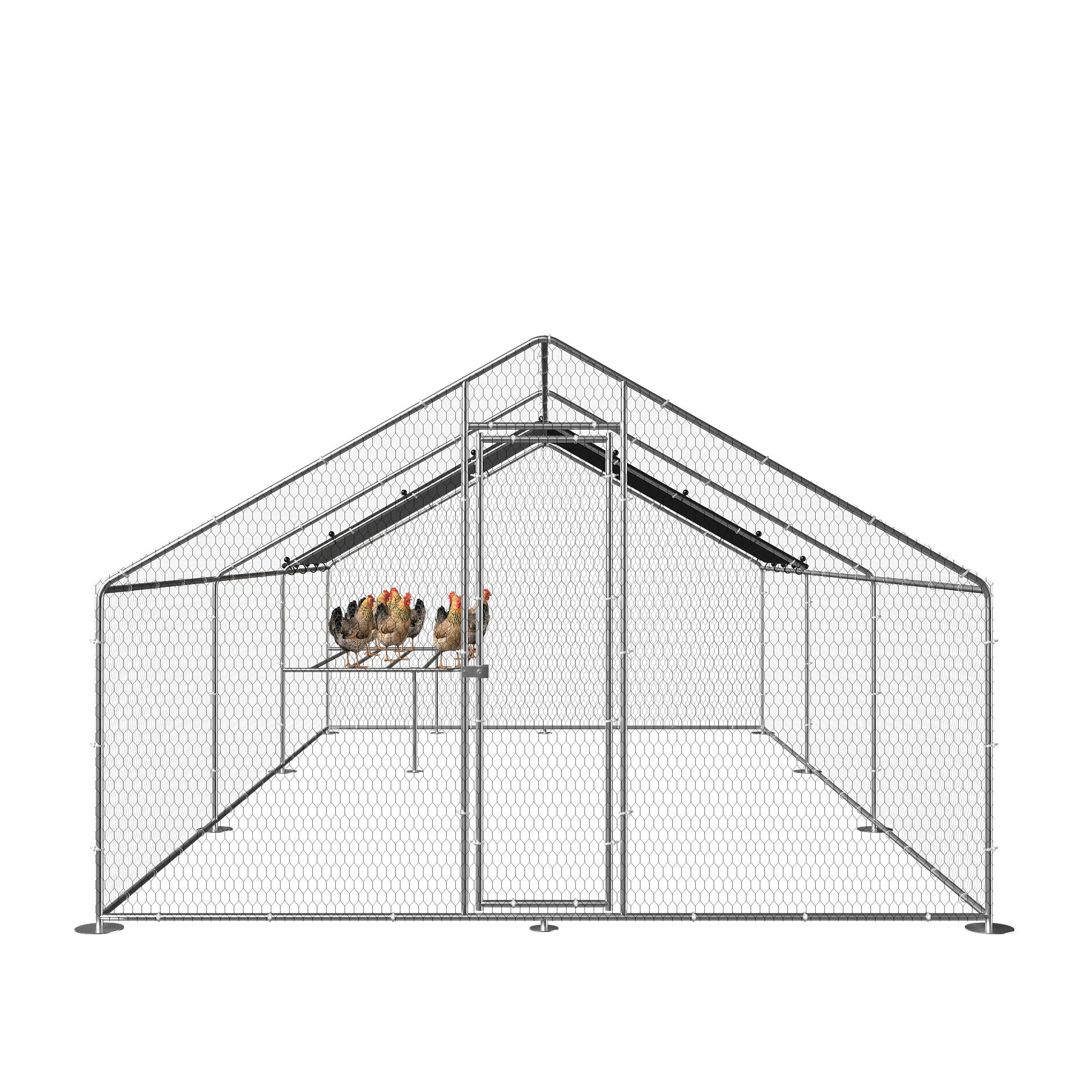 Large Metal Walk-in Chicken Coop Run Area