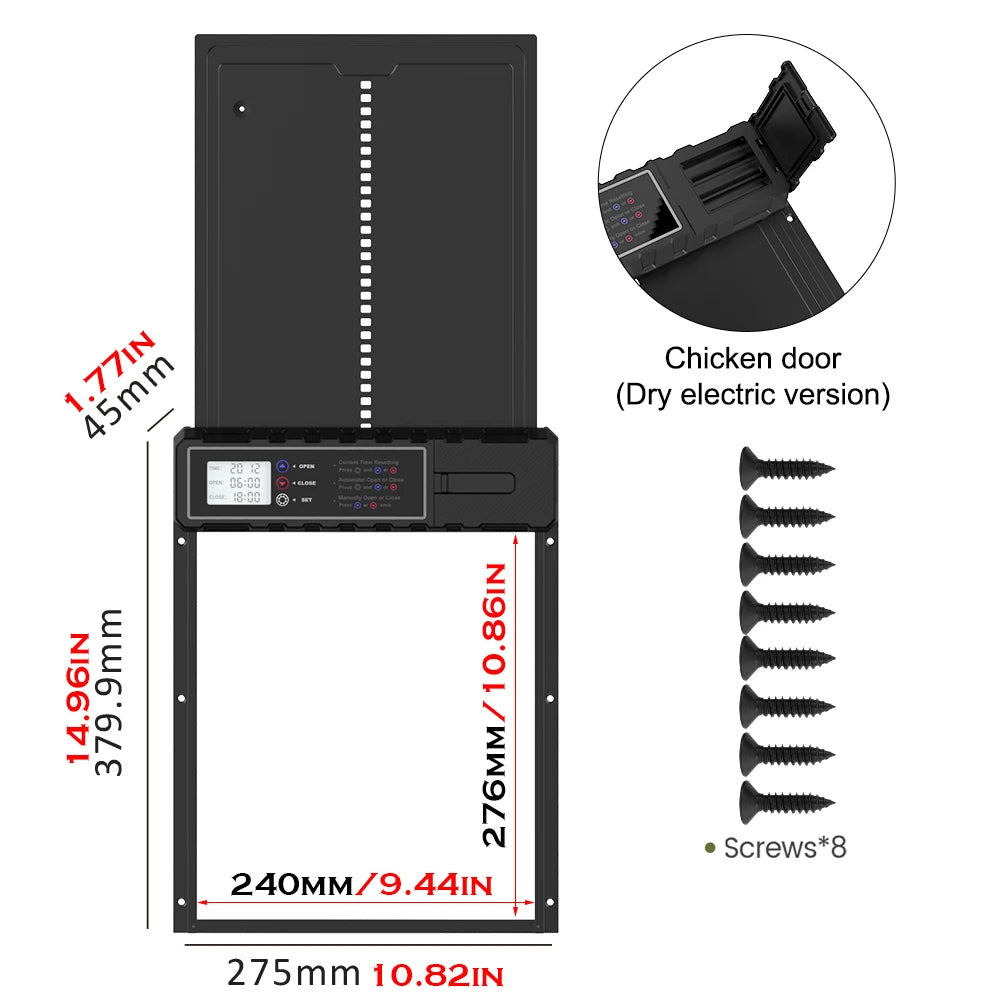 Automatic Chicken Coop Door with Intelligent Timer and Aluminum Timing Opener