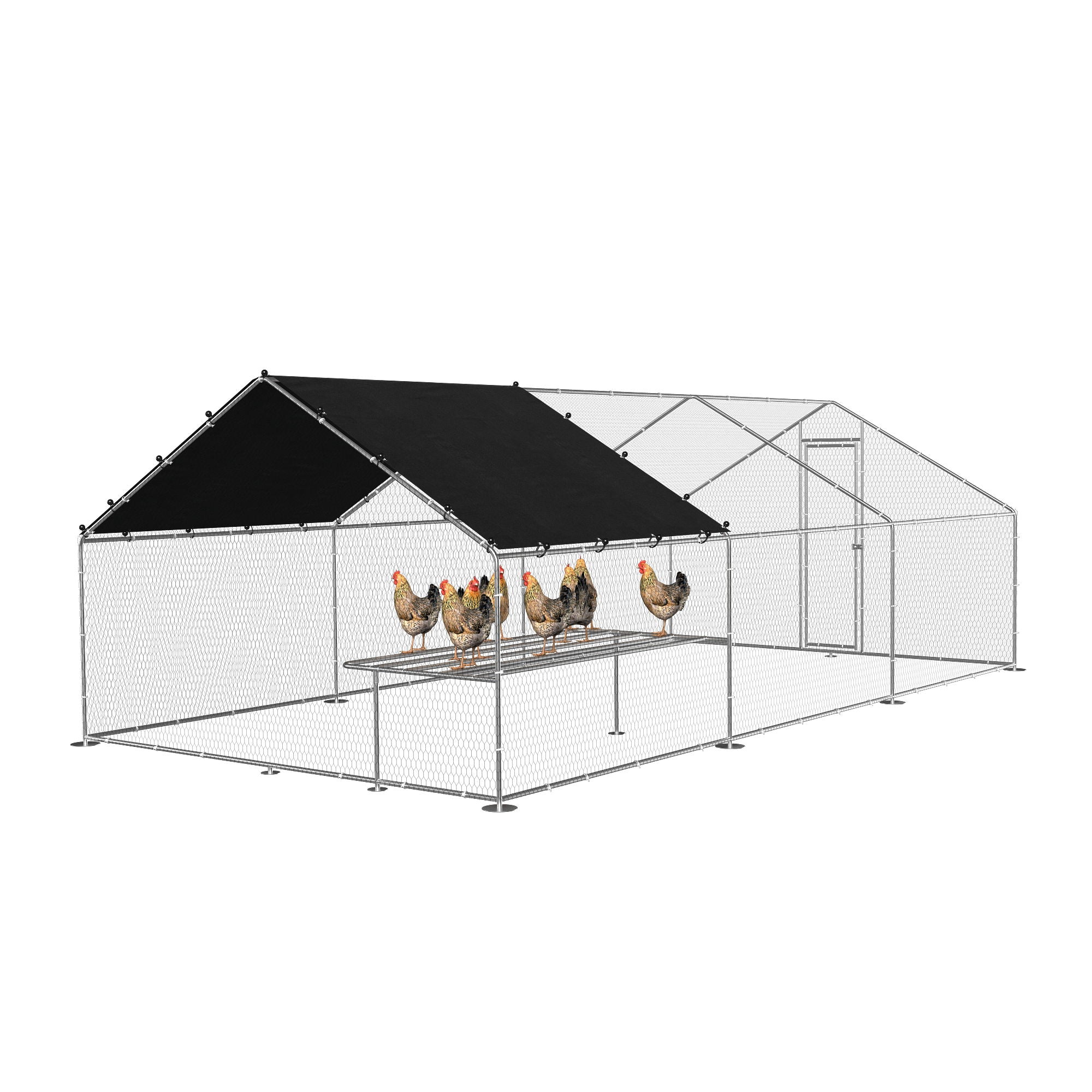 Large Metal Walk-in Chicken Coop Run Area