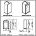 Janco Garden Curio dimension drawing showing front and side measurements, overall height, width, and door swing