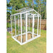 Janco Sago 5' x 8' glass greenhouse with white aluminum frame, double doors and open ridge vent