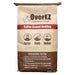 A bag of OverEZ Chicken Coop Coffee Ground Bedding on a plain white background. The packaging is brown and beige with a red banner and instructions printed on the back.