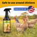 Chicken coop cleaner and deodorizer bottle with chickens in a field, made in the USA.