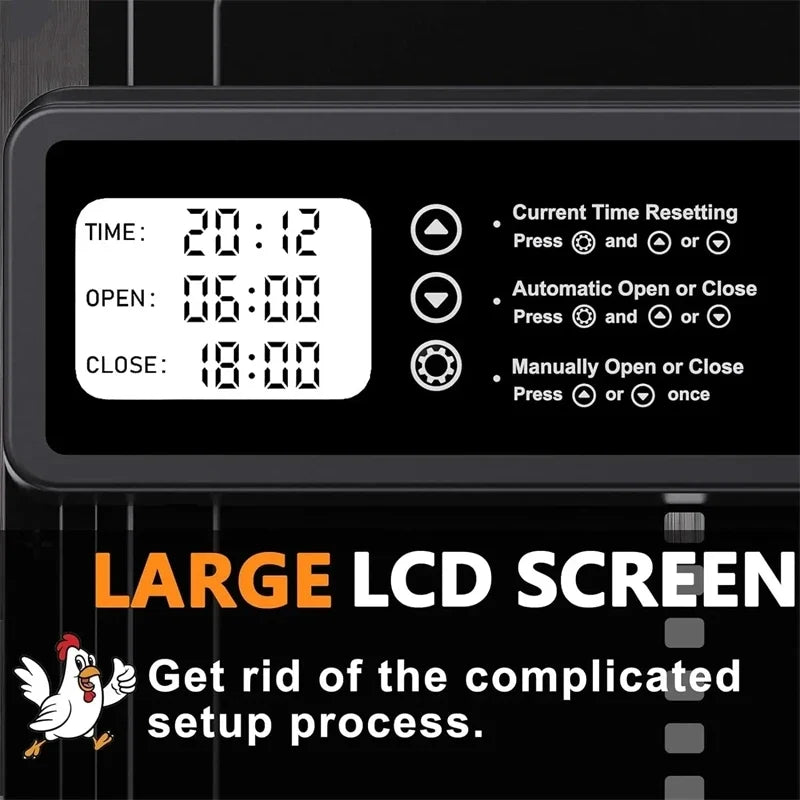 Automatic Chicken Coop Door with Intelligent Timer and Aluminum Timing Opener