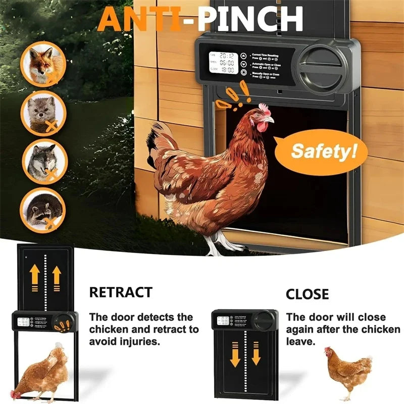 Automatic Chicken Coop Door with Intelligent Timer and Aluminum Timing Opener