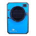 Blue Alpine angle view large elite freeze dryer featuring a bright blue front panel, black side, and a circular transparent door with a black interior.