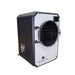 Blue Alpine angle view medium elite freeze dryer featuring a bright white front panel, black side, and a circular transparent door with a black interior.
