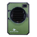 Medium Elite freeze dryer by Blue Alpine, featuring a forest green front panel with a circular transparent door, black interior racks, and a small digital display screen in the upper right corner.