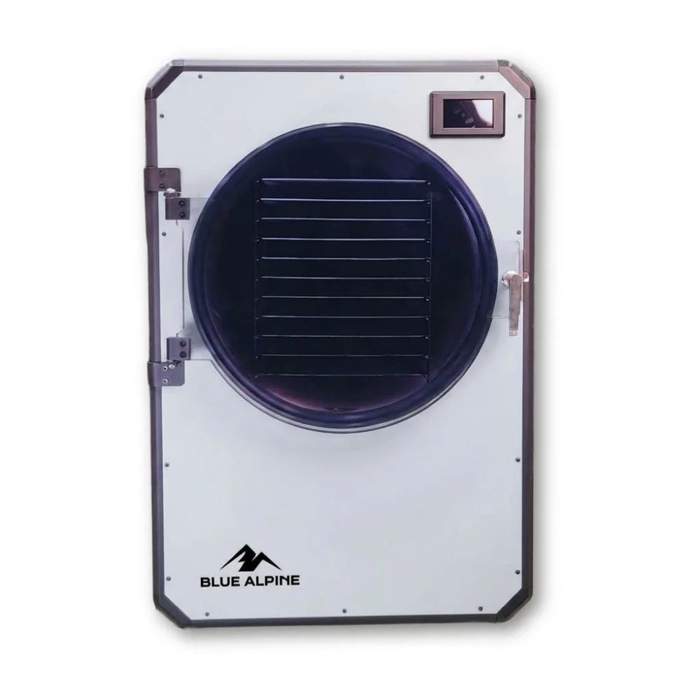 Blue Alpine XL Commercial Freeze Dryer in Alps White on a white background.