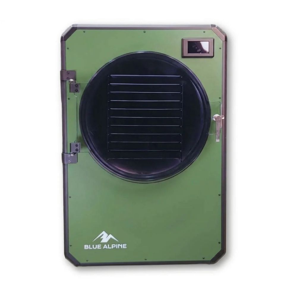 Blue Alpine XL Commercial Freeze Dryer in Forest Green on a white background.