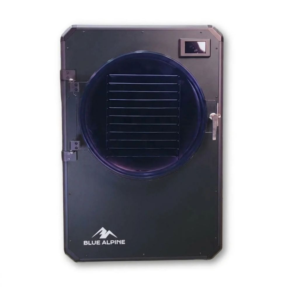 Blue Alpine XL Commercial Freeze Dryer in Midnight Black on a white background.