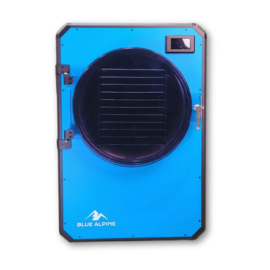 Blue Alpine XL Commercial Freeze Dryer in Sky Blue on a white background.