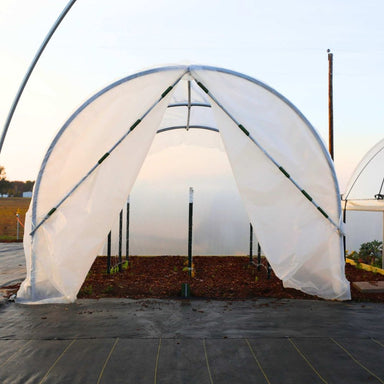 Open end view of Bootstrap Farmer 10' x 12' Hobby Greenhouse showing the interior growing space