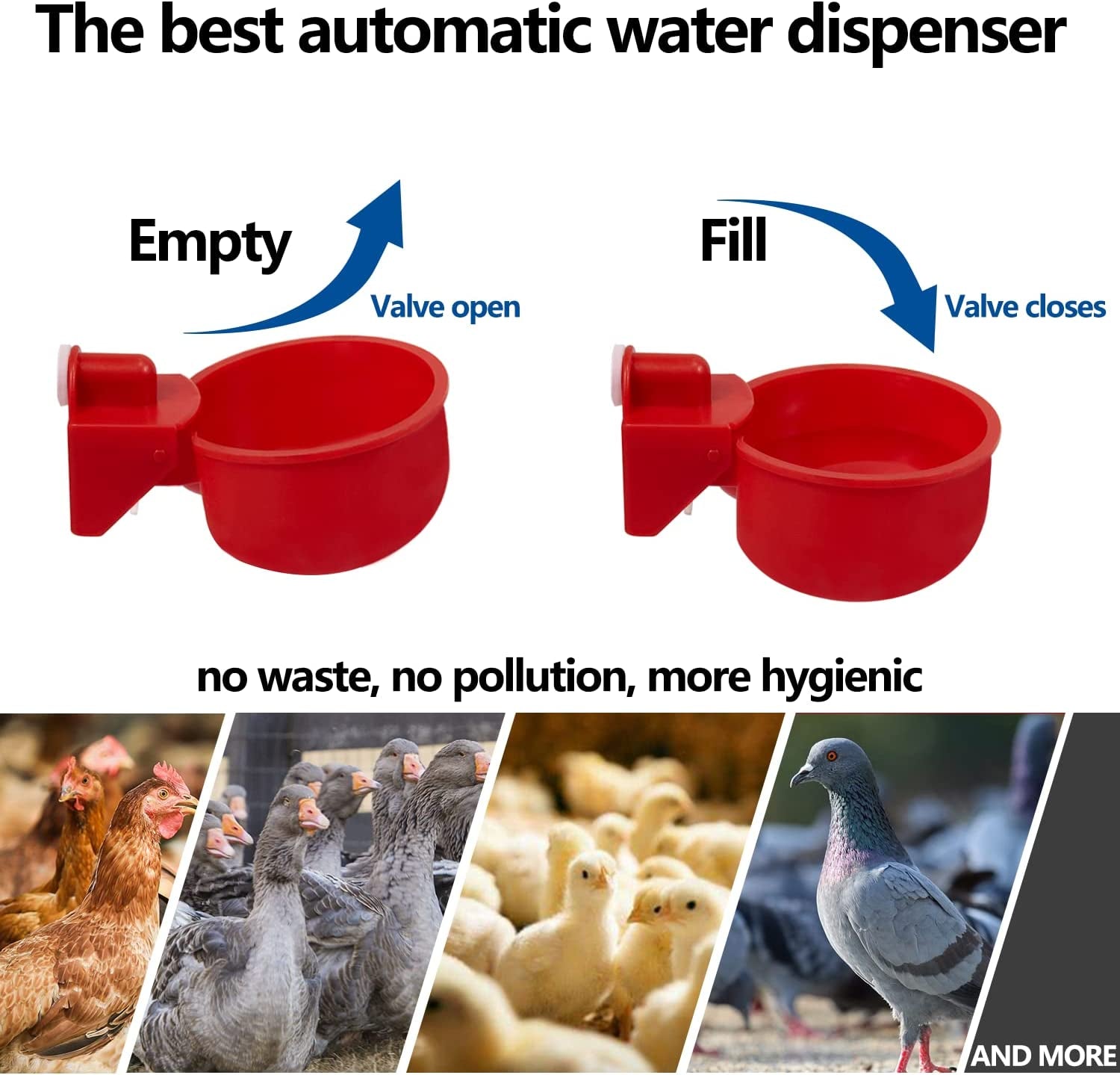 Chicken Waterer Cups 12 Pack Automatic Chicken Water Cups for Poultry  Float Style Gravity Chicken Watering System, Water Feeder Kit, 5 Gallon with Mounting Hole Opener