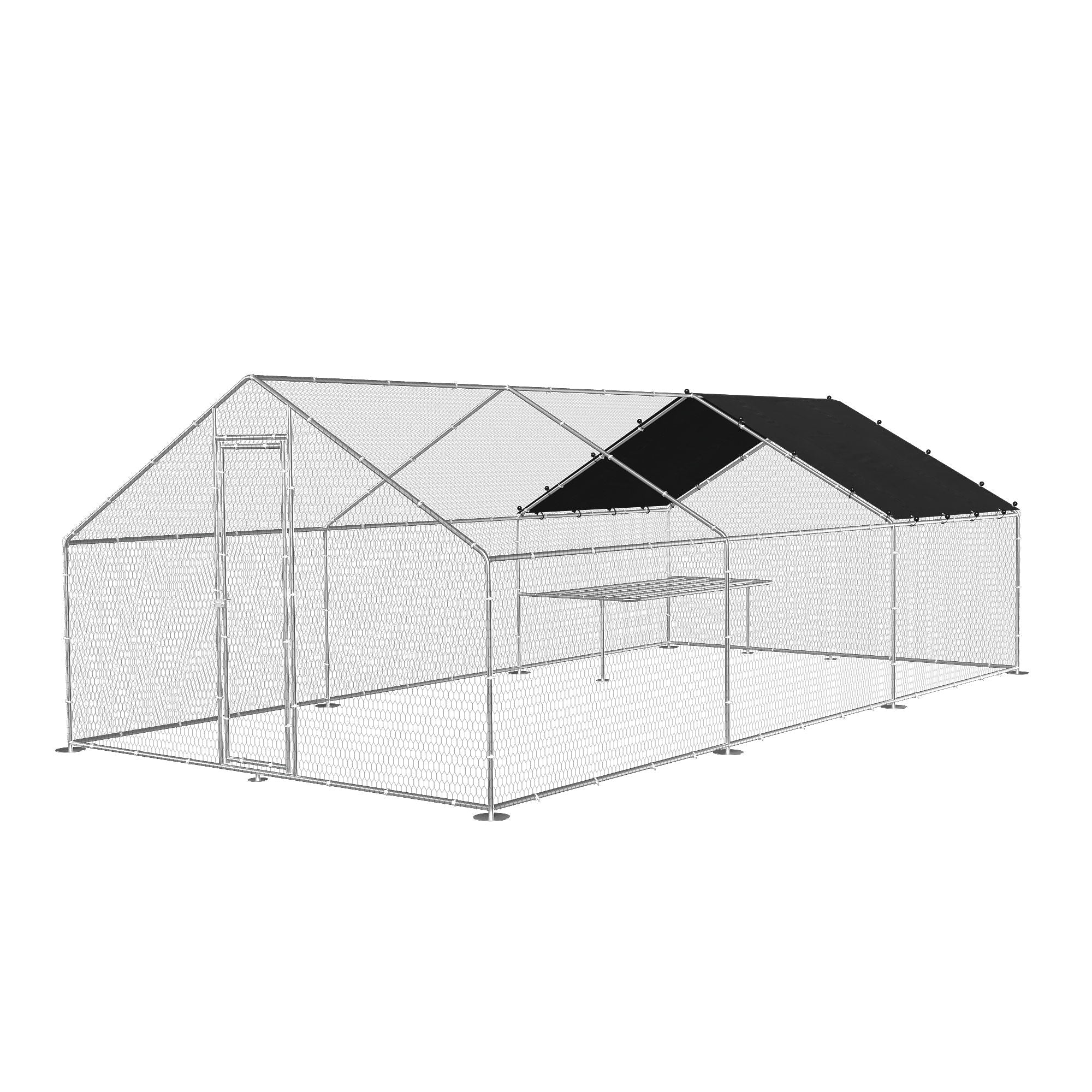 Large Metal Walk-in Chicken Coop Run Area