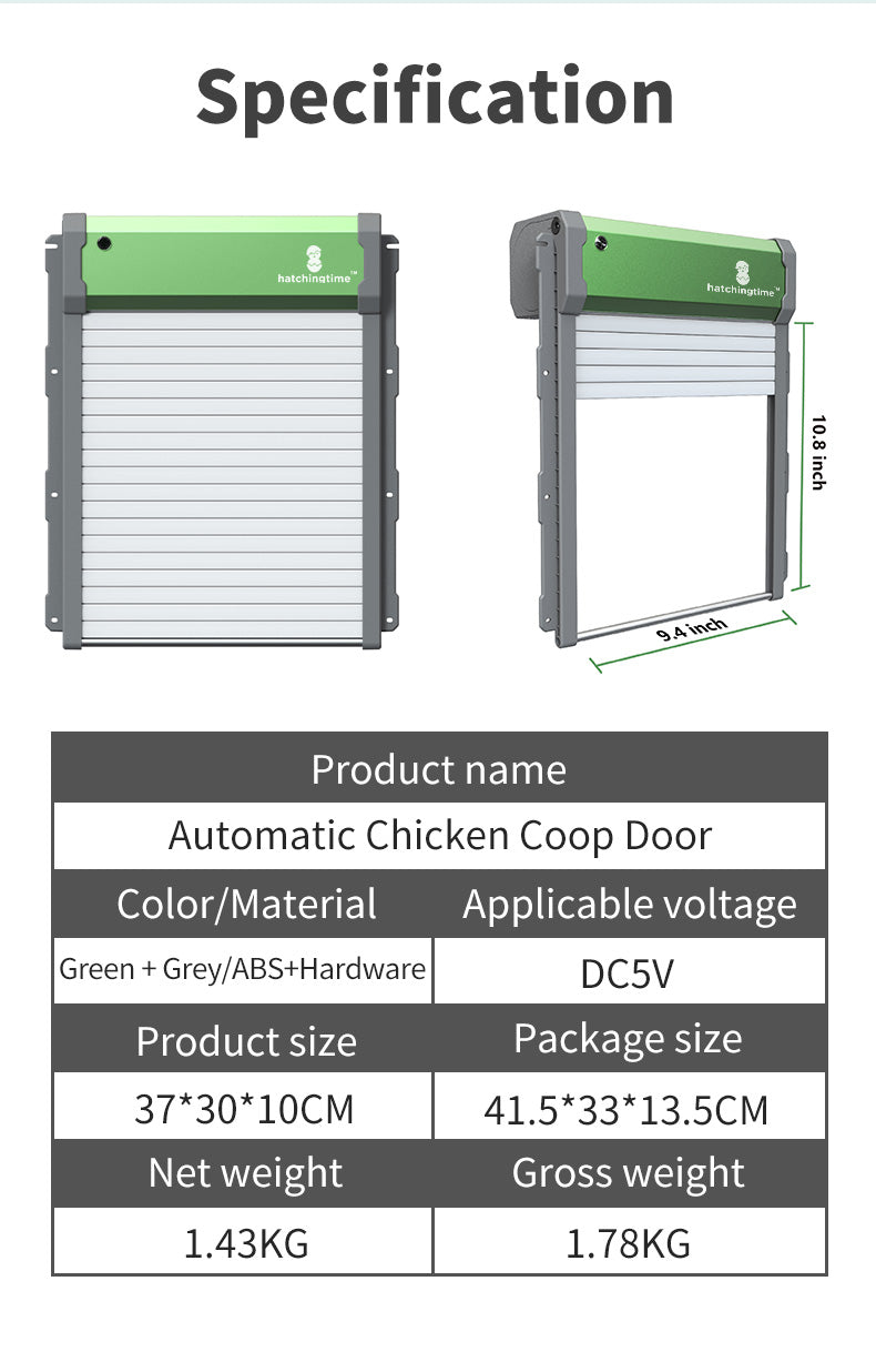 Hatching Time Sungate Solar Powered Automatic Chicken Coop Door with Remote