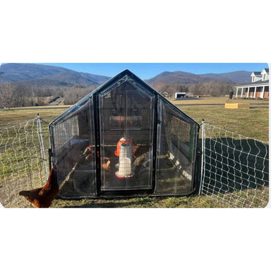 Porta Coop 6x8 Heritage mobile chicken coop with Winter Kit installed and chickens inside