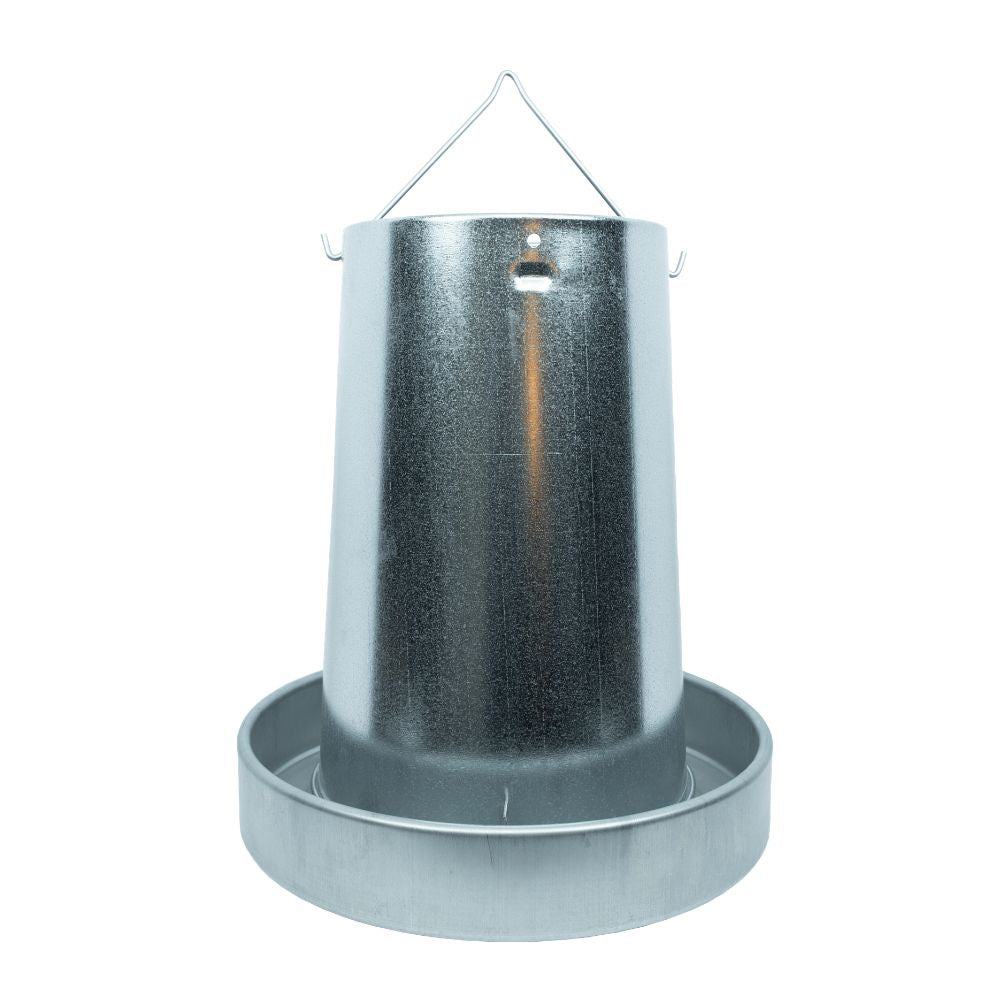 Porta Coop galvanized poultry feeder with elevated legs and feeding pan