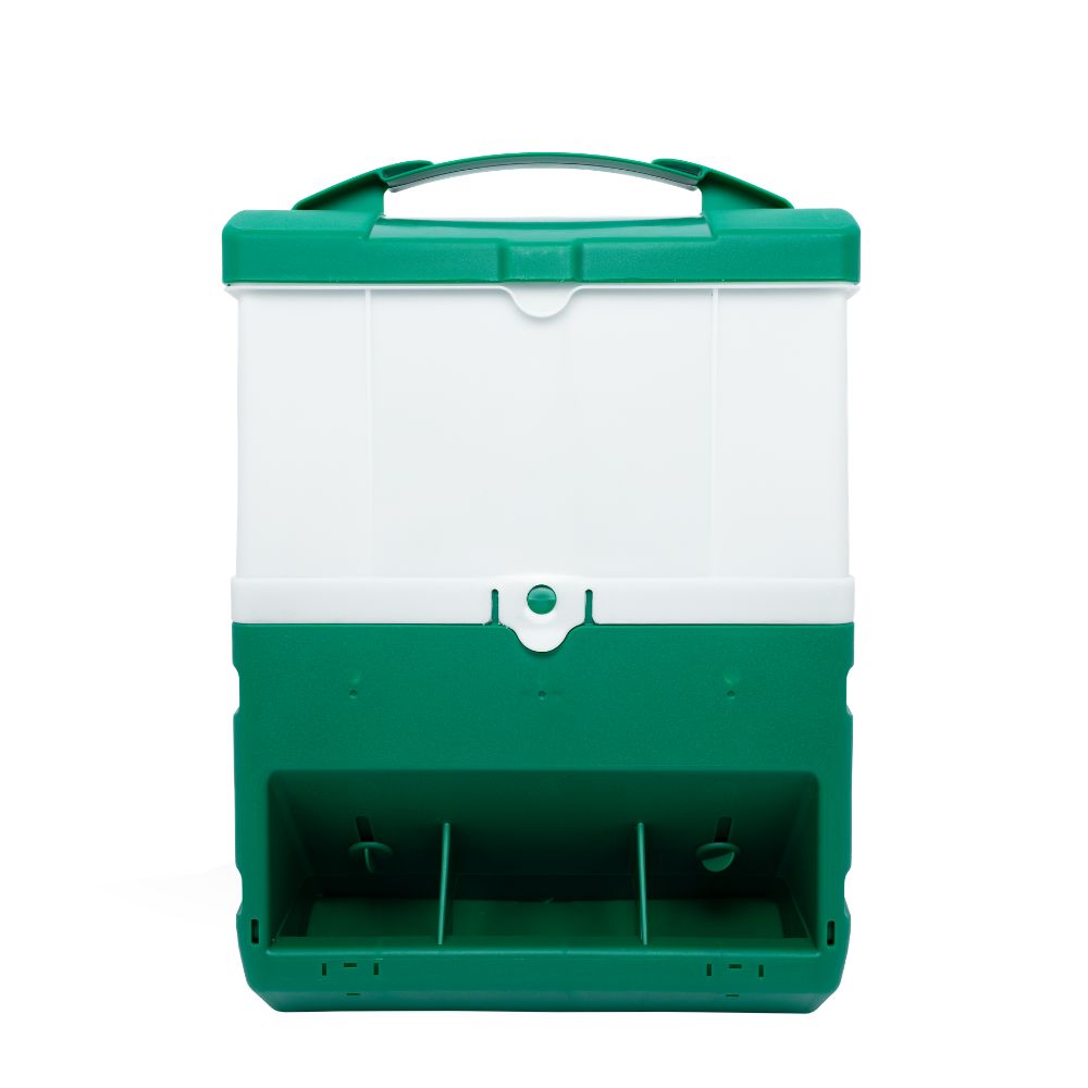 Wise Green 20 lb poultry feeder with outside-access feeding trough